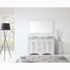 Virtu USA ED-25060-WMRO-WH Talisa 60" Double Bath Vanity in White with Marble Top and Round Sink with Mirror