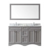 Virtu USA ED-25060-WMRO-GR-002 Talisa 60" Double Bath Vanity in Grey with Marble Top and Round Sink with Polished Chrome Faucet and Mirror