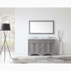 Virtu USA ED-25060-WMRO-GR-002 Talisa 60" Double Bath Vanity in Grey with Marble Top and Round Sink with Polished Chrome Faucet and Mirror