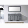 Virtu USA ED-25072-WMRO-GR-001 Talisa 72" Double Bath Vanity in Grey with Marble Top and Round Sink with Brushed Nickel Faucet and Mirror