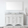 Virtu USA ED-25060-WMSQ-WH-002 Talisa 60" Double Bath Vanity in White with Marble Top and Square Sink with Polished Chrome Faucet and Mirror