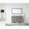 Virtu USA ED-25060-WMSQ-GR-002 Talisa 60" Double Bath Vanity in Grey with Marble Top and Square Sink with Polished Chrome Faucet and Mirror