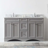 Virtu USA ED-25060-WMSQ-GR-NM Talisa 60" Double Bath Vanity in Grey with Marble Top and Square Sink