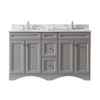 Virtu USA ED-25060-WMRO-GR-NM Talisa 60" Double Bath Vanity in Grey with Marble Top and Round Sink