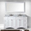 Virtu USA ED-25072-WMSQ-WH-001 Talisa 72" Double Bath Vanity in White with Marble Top and Square Sink with Brushed Nickel Faucet and Mirror