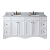 Virtu USA ED-25072-WMSQ-WH-001-NM Talisa 72" Double Bath Vanity in White with Marble Top and Square Sink with Brushed Nickel Faucet