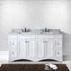 Virtu USA ED-25072-WMSQ-WH-001-NM Talisa 72" Double Bath Vanity in White with Marble Top and Square Sink with Brushed Nickel Faucet