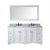 Virtu USA ED-25072-WMSQ-WH-002 Talisa 72" Double Bath Vanity in White with Marble Top and Square Sink with Polished Chrome Faucet and Mirror