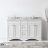 Virtu USA ED-25060-WMRO-WH-NM Talisa 60" Double Bath Vanity in White with Marble Top and Round Sink