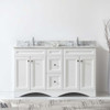 Virtu USA ED-25060-WMSQ-WH-NM Talisa 60" Double Bath Vanity in White with Marble Top and Square Sink