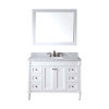 Virtu USA ES-40048-WMRO-WH Tiffany 48" Single Bath Vanity in White with Marble Top and Round Sink with Mirror