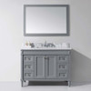 Virtu USA ES-40048-WMSQ-GR-001 Tiffany 48" Single Bath Vanity in Grey with Marble Top and Square Sink with Brushed Nickel Faucet and Mirror