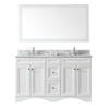 Virtu USA ED-25060-WMSQ-WH-001 Talisa 60" Double Bath Vanity in White with Marble Top and Square Sink with Brushed Nickel Faucet and Mirror