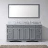 Virtu USA ED-25072-WMRO-GR-001-NM Talisa 72" Double Bath Vanity in Grey with Marble Top and Round Sink with Brushed Nickel Faucet