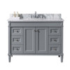 Virtu USA ES-40048-WMRO-GR-002-NM Tiffany 48" Single Bath Vanity in Grey with Marble Top and Round Sink with Polished Chrome Faucet
