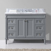 Virtu USA ES-40048-WMRO-GR-002-NM Tiffany 48" Single Bath Vanity in Grey with Marble Top and Round Sink with Polished Chrome Faucet