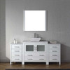 Virtu USA KS-70066-WM-WH Dior 66" Single Bath Vanity in White with Marble Top and Square Sink with Polished Chrome Faucet and Mirror