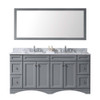 Virtu USA ED-25072-WMSQ-GR-002 Talisa 72" Double Bath Vanity in Grey with Marble Top and Square Sink with Polished Chrome Faucet and Mirror