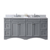 Virtu USA ED-25072-WMSQ-GR-002-NM Talisa 72" Double Bath Vanity in Grey with Marble Top and Square Sink with Polished Chrome Faucet