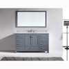 Virtu USA GS-50060-WMSQ-GR Caroline Avenue 60" Single Bath Vanity in Grey with Marble Top and Square Sink with Mirror
