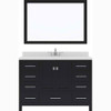 Virtu USA GS-50048-DWQRO-ES-002 Caroline Avenue 48" Single Bath Vanity in Espresso with Dazzle White Top and Round Sink with Polished Chrome Faucet and Mirror