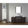 Virtu USA KS-70066-S-ES-001 Dior 66" Single Bath Vanity in Espresso with White Engineered Stone Top and Square Sink with Brushed Nickel Faucet and Mirror
