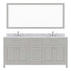 Virtu USA MD-2072-WMSQ-CG-001 Caroline 72" Double Bath Vanity in Cashmere Grey with Marble Top and Square Sink with Brushed Nickel Faucet and Mirror