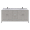 Virtu USA MD-2072-WMSQ-CG-001-NM Caroline 72" Double Bath Vanity in Cashmere Grey with Marble Top and Square Sink with Brushed Nickel Faucet