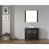 Virtu USA KS-70036-G-ES Dior 36" Single Bath Vanity in Espresso with Aqua Tempered Glass Top and Square Sink with Polished Chrome Faucet and Mirror