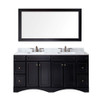 Virtu USA ED-25072-WMSQ-ES-002 Talisa 72" Double Bath Vanity in Espresso with Marble Top and Square Sink with Polished Chrome Faucet and Mirror