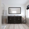 Virtu USA MD-2060-WMRO-ES Caroline 60" Double Bath Vanity in Espresso with Marble Top and Round Sink with Mirror