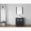 Virtu USA KS-70032-G-ZG Dior 32" Single Bath Vanity in Zebra Grey with Aqua Tempered Glass Top and Square Sink with Polished Chrome Faucet and Mirror