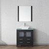 Virtu USA KS-70032-G-ZG-001 Dior 32" Single Bath Vanity in Zebra Grey with Aqua Tempered Glass Top and Square Sink with Brushed Nickel Faucet and Mirror