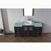 Virtu USA KS-70064-G-ZG Dior 64" Single Bath Vanity in Zebra Grey with Aqua Tempered Glass Top and Square Sink with Polished Chrome Faucet and Mirror