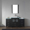 Virtu USA KS-70064-G-ZG-001 Dior 64" Single Bath Vanity in Zebra Grey with Aqua Tempered Glass Top and Square Sink with Brushed Nickel Faucet and Mirror