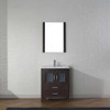 Virtu USA KS-70028-C-ES-001 Dior 28" Single Bath Vanity in Espresso with Slim White Ceramic Top and Square Sink with Brushed Nickel Faucet and Mirror