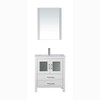 Virtu USA KS-70028-C-WH Dior 28" Single Bath Vanity in White with Slim White Ceramic Top and Square Sink with Polished Chrome Faucet and Mirror