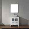 Virtu USA KS-70030-S-WH Dior 30" Single Bath Vanity in White with White Engineered Stone Top and Square Sink with Polished Chrome Faucet and Mirror