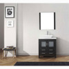 Virtu USA KS-70030-S-ZG-001 Dior 30" Single Bath Vanity in Zebra Grey with White Engineered Stone Top and Square Sink with Brushed Nickel Faucet and Mirror