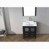 Virtu USA KS-70030-S-ZG-001 Dior 30" Single Bath Vanity in Zebra Grey with White Engineered Stone Top and Square Sink with Brushed Nickel Faucet and Mirror