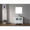 Virtu USA KS-70030-WM-WH Dior 30" Single Bath Vanity in White with Marble Top and Square Sink with Polished Chrome Faucet and Mirror