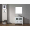Virtu USA KS-70032-WM-WH-001 Dior 32" Single Bath Vanity in White with Marble Top and Square Sink with Brushed Nickel Faucet and Mirror