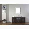 Virtu USA KS-70064-C-ES-001 Dior 64" Single Bath Vanity in Espresso with Slim White Ceramic Top and Square Sink with Brushed Nickel Faucet and Mirror