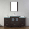 Virtu USA KS-70064-G-ES-001 Dior 64" Single Bath Vanity in Espresso with Aqua Tempered Glass Top and Square Sink with Brushed Nickel Faucet and Mirror