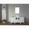 Virtu USA KS-70064-G-WH Dior 64" Single Bath Vanity in White with Aqua Tempered Glass Top and Square Sink with Polished Chrome Faucet and Mirror