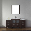 Virtu USA KS-70066-C-ES Dior 66" Single Bath Vanity in Espresso with Slim White Ceramic Top and Square Sink with Polished Chrome Faucet and Mirror