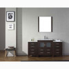 Virtu USA KS-70066-C-ES-001 Dior 66" Single Bath Vanity in Espresso with Slim White Ceramic Top and Square Sink with Brushed Nickel Faucet and Mirror