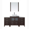 Virtu USA KS-70066-S-ES Dior 66" Single Bath Vanity in Espresso with White Engineered Stone Top and Square Sink with Polished Chrome Faucet and Mirror