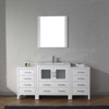 Virtu USA KS-70068-C-WH-001 Dior 68" Single Bath Vanity in White with Slim White Ceramic Top and Square Sink with Brushed Nickel Faucet and Mirror