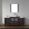 Virtu USA KS-70068-S-ES-001 Dior 68" Single Bath Vanity in Espresso with White Engineered Stone Top and Square Sink with Brushed Nickel Faucet and Mirror